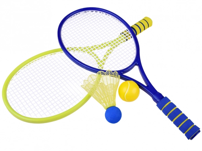 Set za badminton in tenis s penastimi žogicami in košaricami