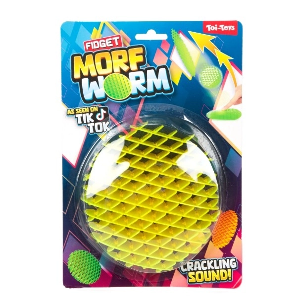 Fidget črv spreminjajoče oblike antistresna plastika 13cm 6 barv na kartici