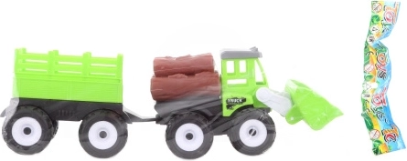 Traktor z nakladalnikom in prikolico