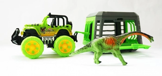 Jeep s prikolico in dinozavrom