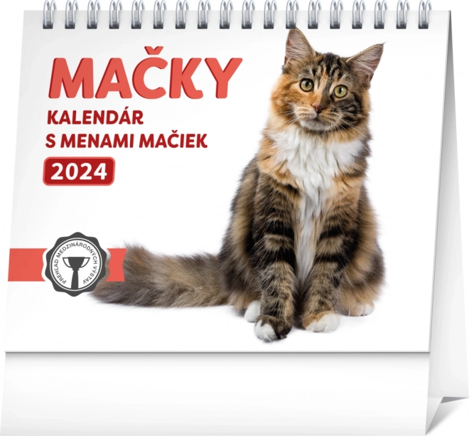Namizni koledar Mačke 13; z imeni mačk 2024, 16,5 x 13 cm
