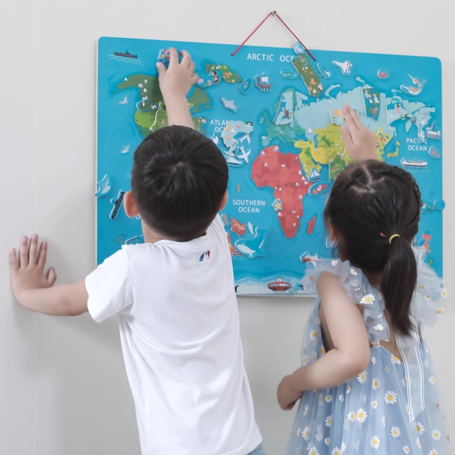 Viga 2v1 izobraževalna tabla z magnetnim zemljevidom sveta Montessori