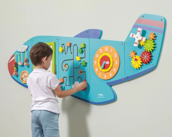 Lesena stenska senzorična tabla Letalo VIGA Montessori