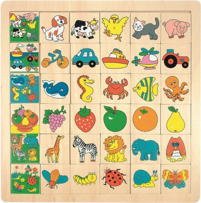 Woody Postavi karte na pravilno mesto - velika lesena sestavljanka (6 x 6)