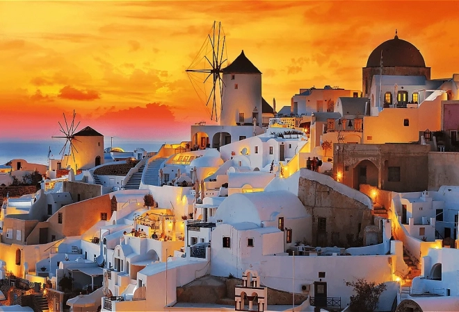 Puzzle romantični sončni zahod Santorini 1500 kosov