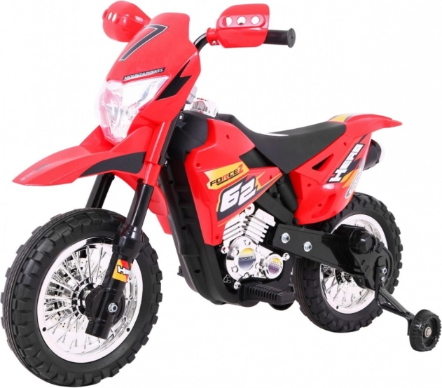 Otroški električni kros motor 6V – rdeč s stabilizacijskimi koleščki in LED lučmi