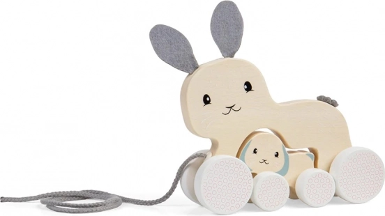 Vlečni lesen zajček z mladičkom BIGJIGS TOYS