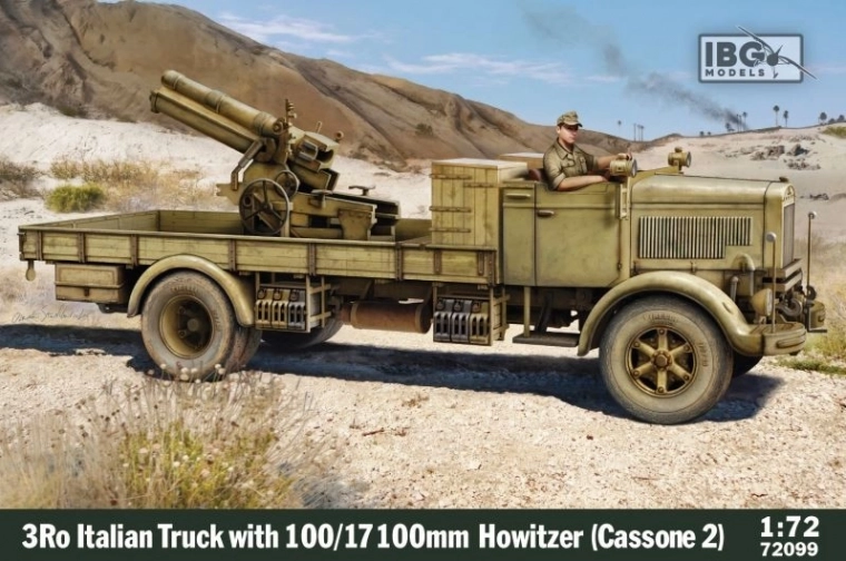 Italijanski tovornjak 3Ro s havbico 100/17 100 mm v merilu 1/72