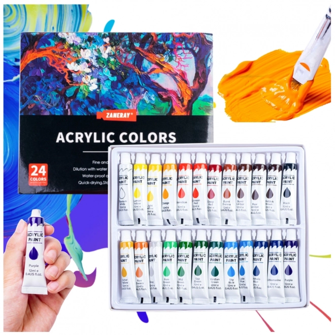 Set akrilnih umetniških barv 24×12 ml v tubah – bogato pigmentirane