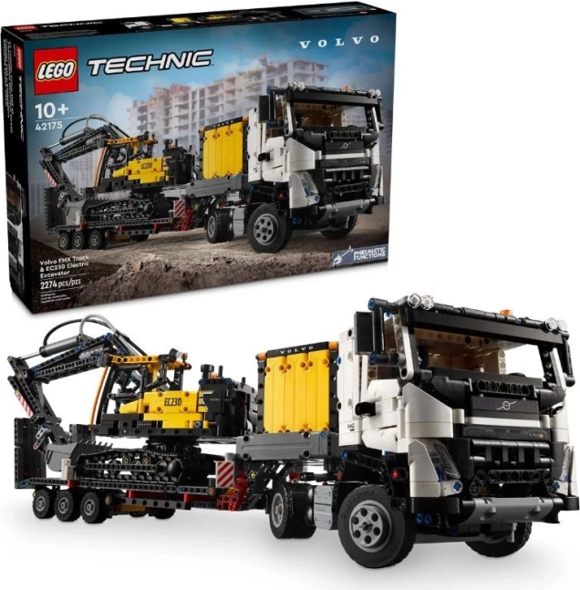 Lego Technic Volvo FMX tovorno vozilo in EC230 Electric bager