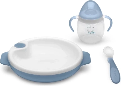 Komplet termokrožnikov s silikonsko žličko in lončkom, Powder Blue