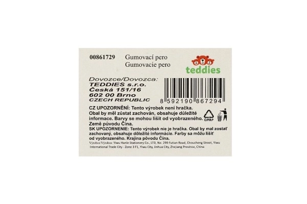 Svinčnik/peresnik brisalec Best igre 15cm plastika 6 vrst 36 kosov v škatli