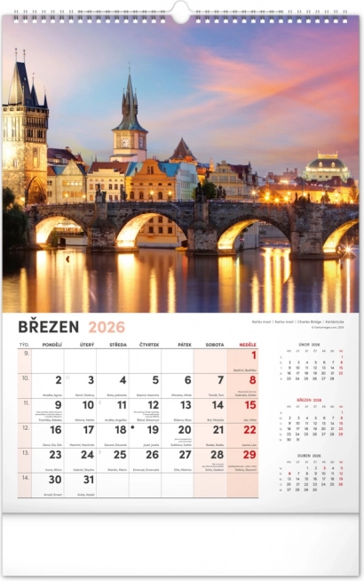 Stenski koledar Praga 2026