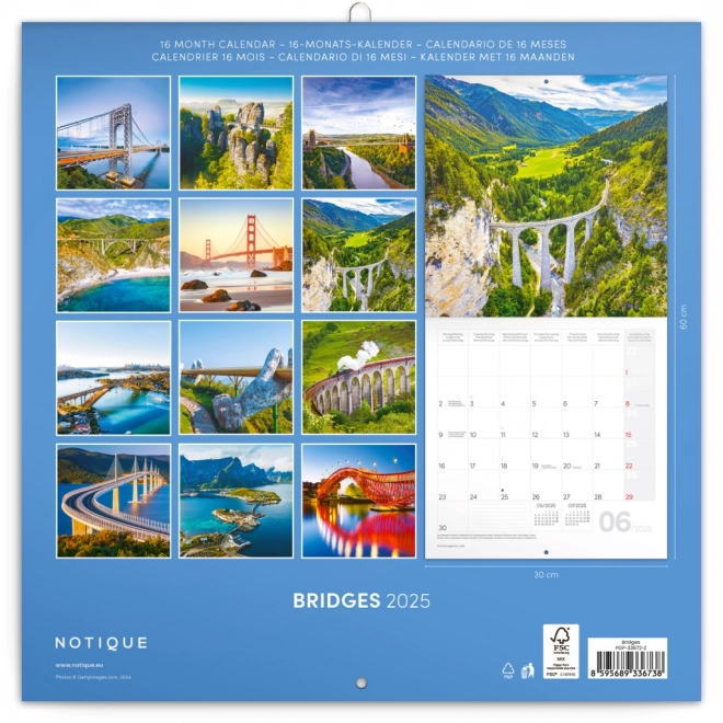 NOTIQUE Koledar mostovi za leto 2025, 30 x 30 cm