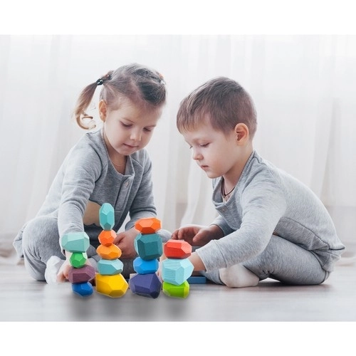 Kreativni leseni balansni kamni Kruzzel 22475 - set 16 kos