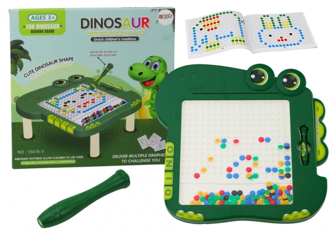Magnetna tabla za učenje Dinozaver - Zelena z biseri