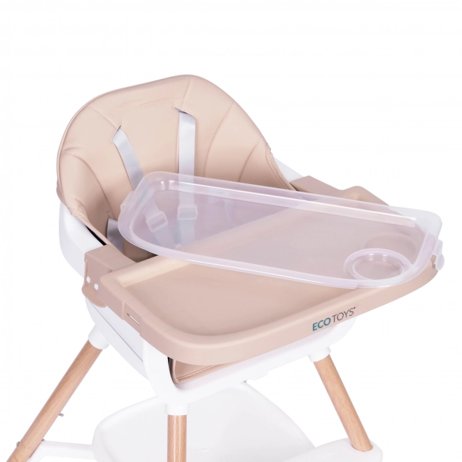 Otroški stol za hranjenje 2v1 bež Eco Toys