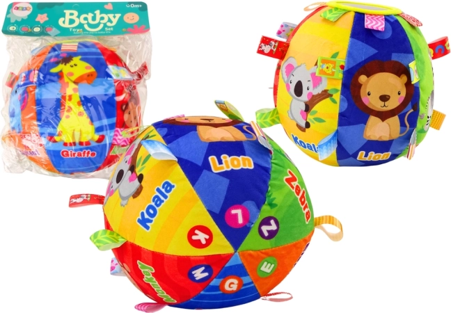Plišast mehak senzorični žogica z ropotuljico 18 cm