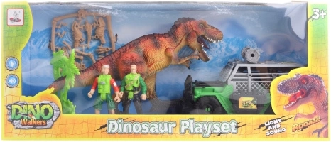 Komplet z baterijskim dinozavrom in terenskim avtom