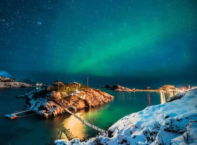 Sestavljanka 500 kosov Polarni sij nad Bergsfjordom