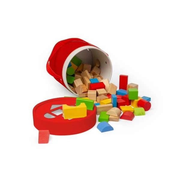 Bigjigs Igrače leseni kocke in sestavljanka v bobnu