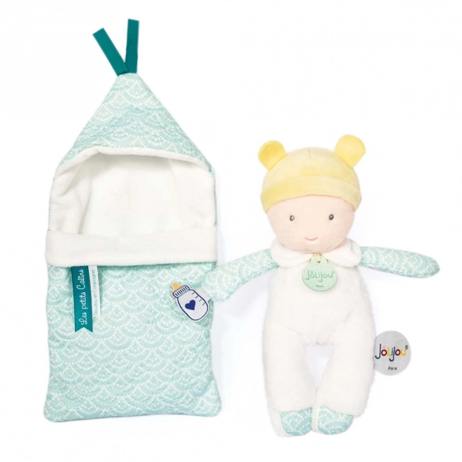 Doudou Jolijou Dojenček v ovijalni odeji 20 cm