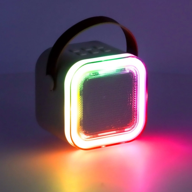 Karaoke set 2 mikrofona + prenosni zvočnik BLUETOOTH USB LED bež barva