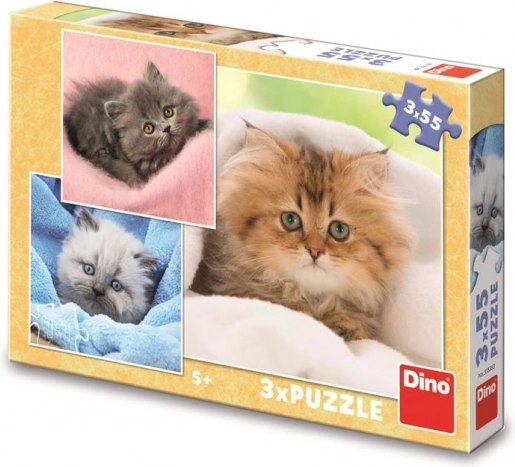 Otroški puzzle prikupne muckice 3×55 koščkov