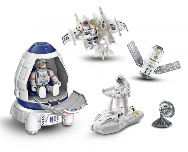 Vesoljski set z 2 figurama 8 cm in raketo 21 cm