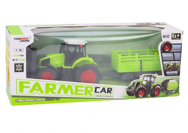 RC traktor na daljinsko upravljanje s prikolico 1:16 zelen