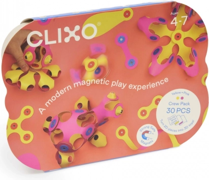 Magnetni bloki Clixo Crew paket, roza in rumena