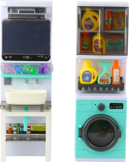 Umivalnik z ogledalom in odlagalnimi poličkami