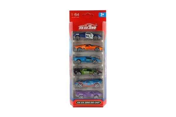 Avto športni 6ks kov/plast 8cm na prosti tek v škatli 10,5x27,5x4cm