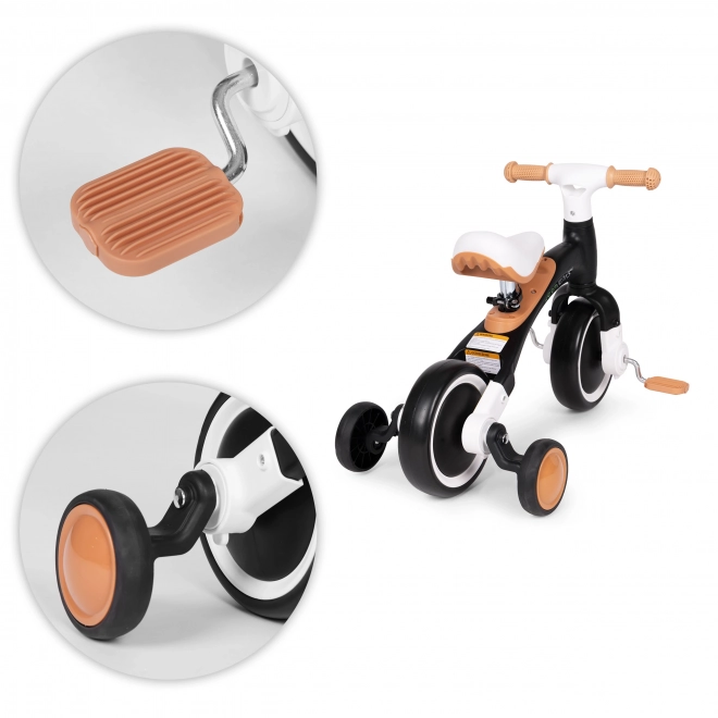 Poganjalec s pedali in pomožnimi kolesci črn ECOTOYS