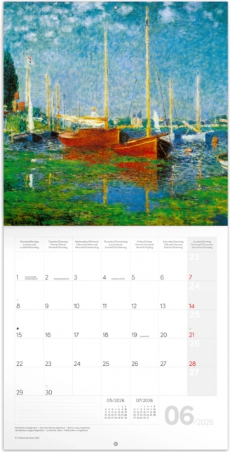 Koledar z zapiski Claude Monet 2026, 30 x 30 cm