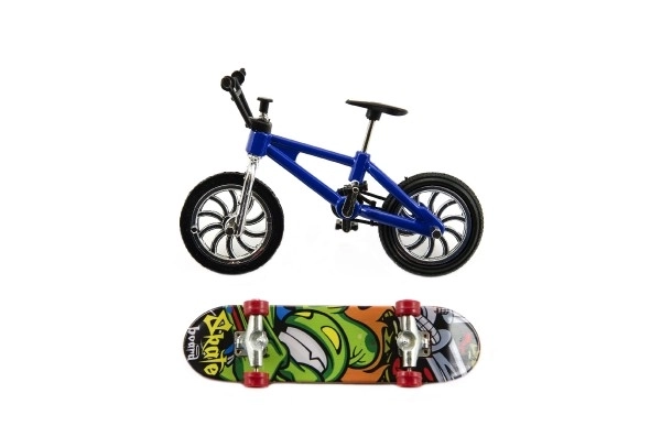 Kolo + skateboard na prst plast 10cm na kartici