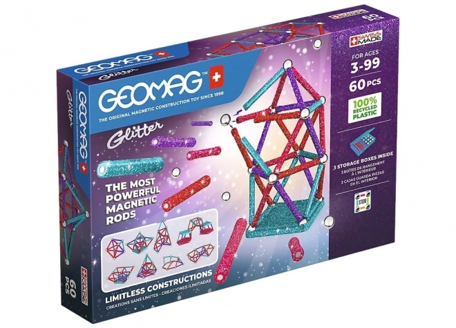 Magnetna sestavljanka GEOMAG Glitter 60 kosov