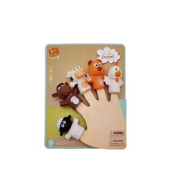 Lutka za prst, domača živalska farma, guma 5 cm na kartici 16x20,5cm
