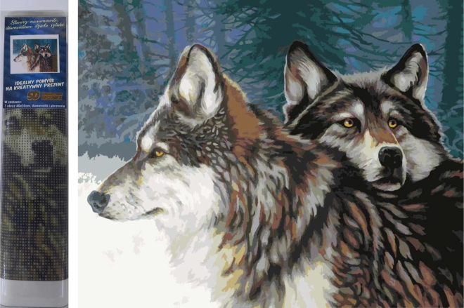 Diamantno slikanje – volkovi pozimi 30 × 40 cm