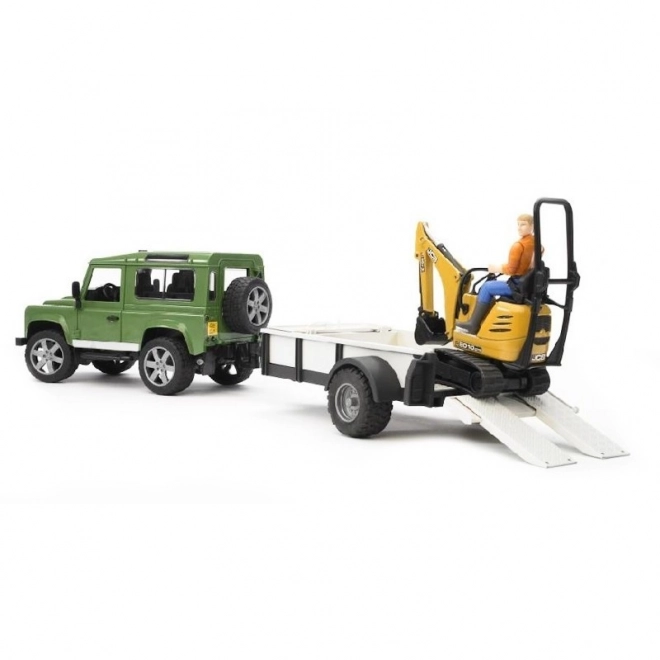 Igrača set Bruder SUV in gosenica JCB mini bager s prikolico