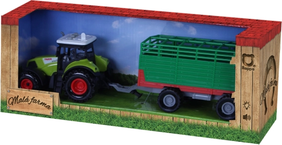 Plastični traktor z zvokom in svetlobo z vozom za seno
