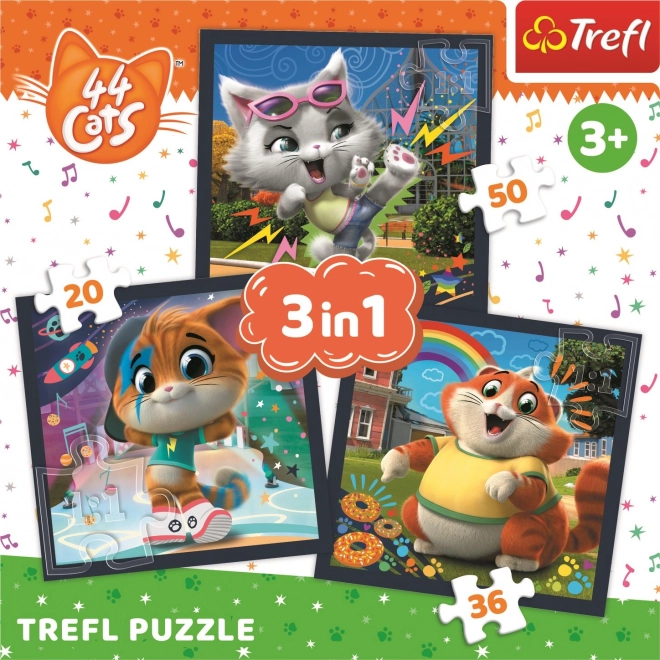 TREFL Puzzle 44 kosov: Spoznajte mačke 3v1 (20,36,50 delov)