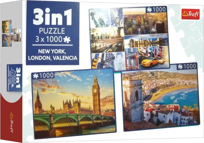 Sestavljanka New York, London in Valencia 3x1000 kosov