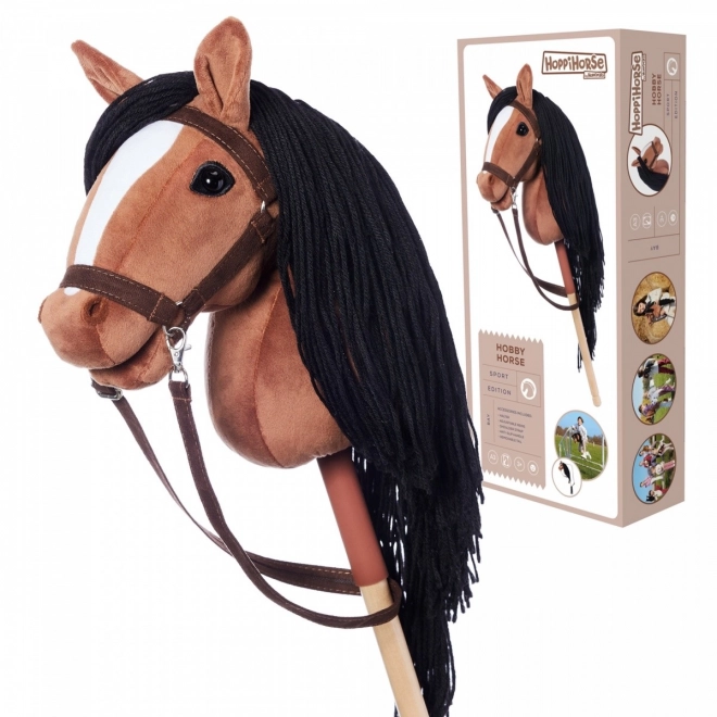 Konjiček na palici Hobby Horse HOPPIHORSE temno rjav