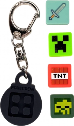 Pixie Crew & Minecraft obesek za ključe črn z multipiksli