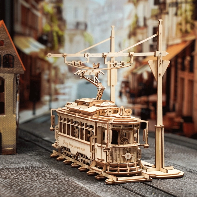 RoboTime 3D lesena mehanska sestavljanka Tramvaj