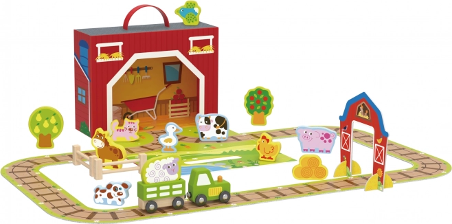 Lesena kmetija v kovčku Tooky Toy