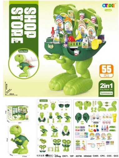 Vozeči dinozaver in trgovina 2v1 za otroke od 3 let