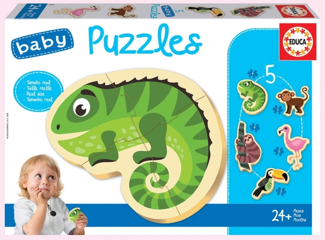 Otroški puzzle tropske živali 5v1 (3–5 kosov) EDUCA