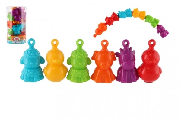 Plastične domače živali kmetija povezovalni v verigo 12 kosov 8 cm v plastični dozi 10x18 cm 12m+
